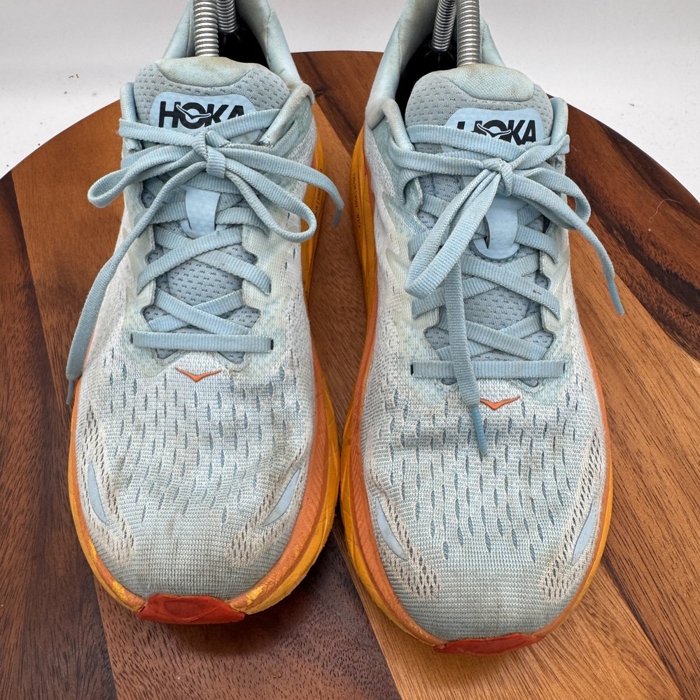 Hoka One One Clifton 8 Shoes Women's 10.5 Aqua Blue Running Athletic Sneakers - Picture 3 of 10
